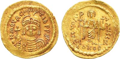 Лот №1,  Византийская империя. Император Маврикий Тиберий. Солид 582-602 гг.
