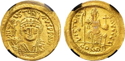 Лот №5,  Византийская Империя. Император Юстин II. Солид 565-567 гг. В слабе RNGA MS 61.