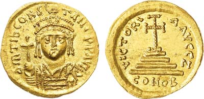 Лот №6,  Византийская Империя. Император Тиберий II Константин. Солид  578-582 гг.