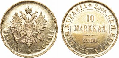 Лот №790, 10 марок 1904 года. L. В слабе ННР MS 62.