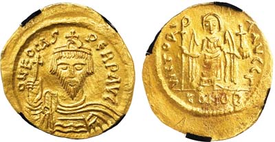 Лот №9,  Византийская Империя. Император Флавий Фока. Солид 603-607 гг. В слабе RNGA XF det.