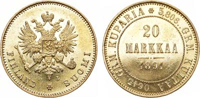 Лот №1010, 20 марок 1891 года. L.
