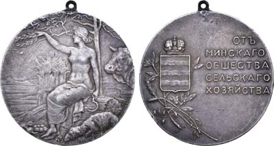 Лот №1065, Медаль 1901 года. Минского общества сельского хозяйства.