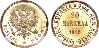 Лот №1092, 20 марок 1912 года. S. В слабе ННР PL 63.
