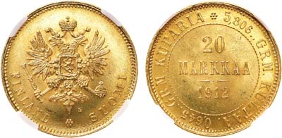 Лот №1093, 20 марок 1912 года. S. В слабе ННР MS 64.