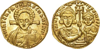 Лот №30,  Византийская Империя. Император Юстиниан II и Тиберий (второе правление 705-711 гг). Солид 711 года.