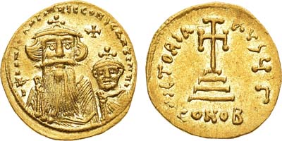 Лот №13,  Византийская Империя. Императоры Константин II и Константин IV. Солид 654-659 гг.