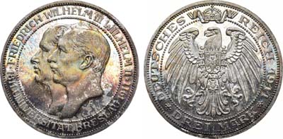 Лот №57,  Германская Империя. Королевство Пруссия. Король Вильгельм II. 3 марки 1911 года.