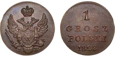 Лот №466, 1 грош 1828 года. FH.
