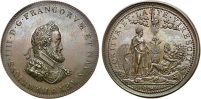 Лот №100,  Королевство Франция. Король Генрих IV Великий. Медаль 1603 года. Юнона и Фортуна.