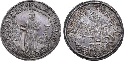 Лот №85,  Священная Римская империя. Тевтонский орден. Пруссия (Мариенбург). Эрцгерцог Максимилиан I. 1/2 рейхсталера 1616 года.