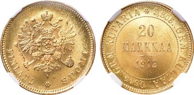 Лот №867, 20 марок 1912 года. S. В слабе ННР MS 64.