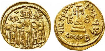Лот №114,  Византийская империя. Император Ираклий I. Солид 635-636 гг.
