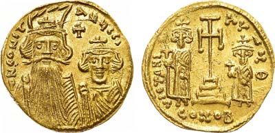 Лот №119,  Византийская империя. Императоры Констант II и Константин IV. Солид 662-667 гг.