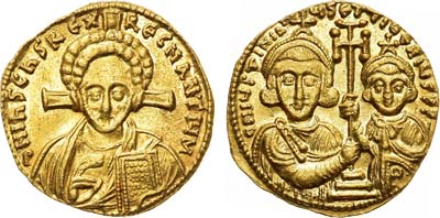 Лот №127,  Византийская империя. Император Юстиниан II и Тиверий (второе правление 705-711 гг). Солид 711 года.