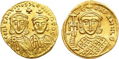 Лот №132,  Византийская империя. Императоры Константин V и Лев III. Солид 750-756 гг.