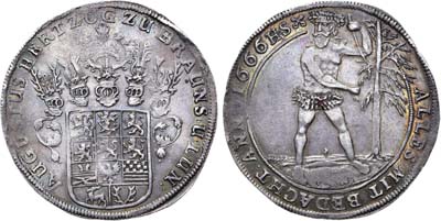 Лот №222,  Германия. Княжество Брауншвейг-Вольфенбюттель. Герцог Август Младший. Талер 1666 года.
