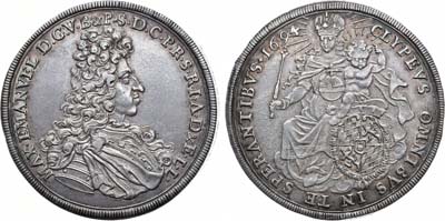 Лот №223,  Германия. Герцогство Бавария. Курфюрст Максимилиан II Эмануэль. Рейхсталер 1694 года.