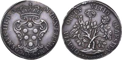 Лот №260,  Италия. Великое герцогство Тосканское. Великий герцог Козимо III Медичи. Пезза делла роза 1707 года.