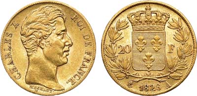 Лот №280,  Королевство Франция. Король Карл X. 20 франков 1828 года.