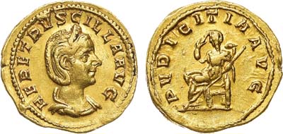 Лот №70,  Римская империя. Герения Этрусцилла. Ауреус 250-251 гг.