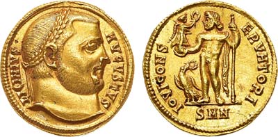 Лот №73,  Римская империя. Император Лициний I. Ауреус 316-317 гг.