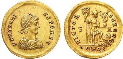 Лот №79,  Римская империя. Император Гонорий. Солид 393-395 гг.