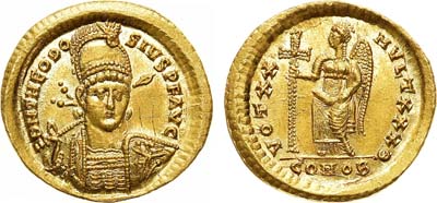 Лот №84,  Византийская империя. Император Феодосий II. Солид 423-424 гг.