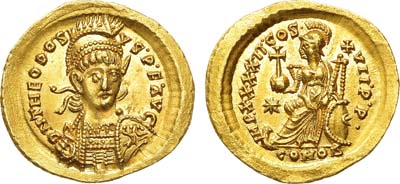 Лот №87,  Византийская империя. Император Феодосий II. Солид 441-450 гг.