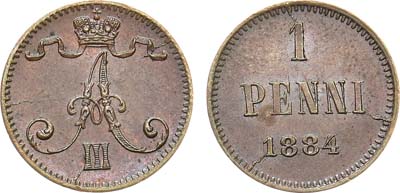 Лот №840, 1 пенни 1884 года.