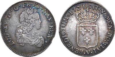 Лот №216,  Королевство Франция. Король Людовик XV. 1/3 экю 1721 года.