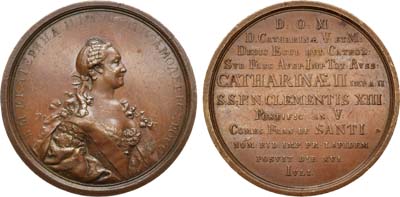 Лот №452, Медаль 1764 года. В память заложения католической церкви в Санкт-Петербурге.