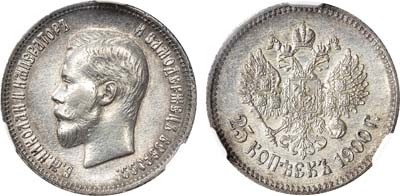Лот №864, 25 копеек 1900 года. АГ. В слабе CPRC MS 62.