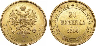 Лот №890, 20 марок 1904 года. L.