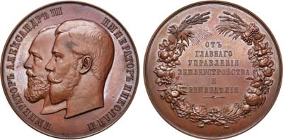 Лот №897, Медаль Главного управления землеустройства и земледелия для губернских выставок сельских произведений.