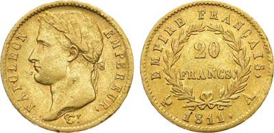 Лот №219,  Франция. Первая империя. Император Наполеон I Бонапарт. 20 франков 1811 года.