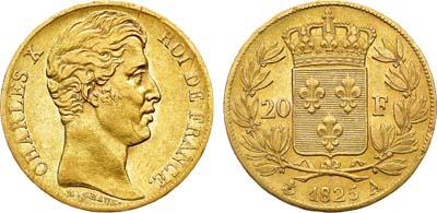 Лот №223,  Королевство Франция. Король Карл X. 20 франков 1825 года.