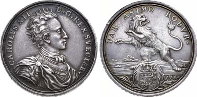 Лот №234,  Королевство Швеция. Король Карл XII. Медаль 1703 года. Военные кампании 1700-1703 гг.