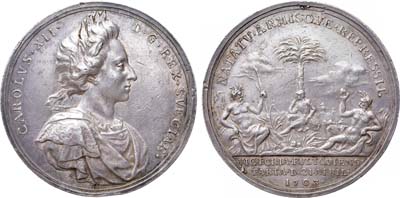Лот №236,  Королевство Швеция. Король Карл XII. Медаль 1703 года. В память победы при Пултуске.