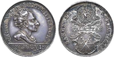Лот №237,  Королевство Швеция. Король Карл XII. Медаль 1706 года. На заключение Альтранштадтского мира Швеции с Польшей и Саксонией.