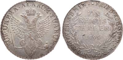 Лот №476, Талер 1798 года. Княжество Йевер. В слабе CPRC AU 55.