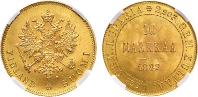 Лот №720, 10 марок 1882 года. S. В слабе NRG MS 64.
