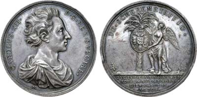 Лот №232, Медаль 1705 года. Королевство Швеция. Король Карл XII. Медаль 1705 года. В память битвы при Гемауэртгофе.