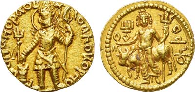 Лот №27,  Кушанское царство. Царь Васудэва I. Динар 190-230 гг н.э.