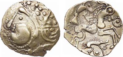 Лот №3,  Северо-западная Галлия. Племя Эбуровики. 1/2 статера III-II вв до н.э.