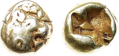 Лот №4,  Древняя Греция. Лидия. Сарды. Цари Алиатт II и Крёз. 1/12 статера 600-575 гг до н.э.