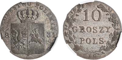 Лот №566, 10 грошей 1831 года. KG. Польский мятеж. В слабе CPRC AU 50.