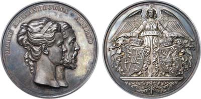 Лот №736, Медаль 1874 года. В память свадьбы герцога Эдинбургского и Великой Княгини Марии Александровны.