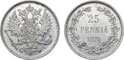 Лот №737, 25 пенни 1875 года. S. В слабе ННР MS 64.