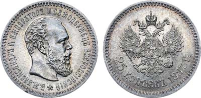 Лот №778, 25 копеек 1887 года. АГ-(АГ). В слабе ННР MS 61.